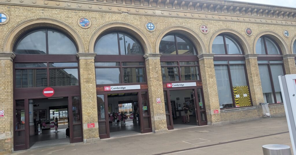 UK train station during preparations for moving to the UK